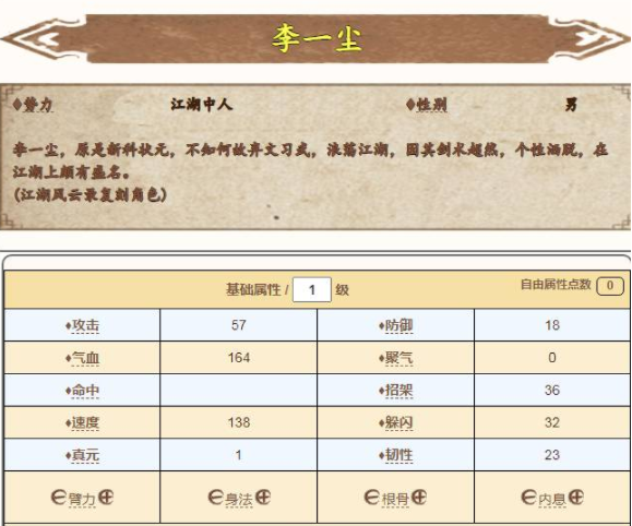 烟雨江湖李一尘加点模板